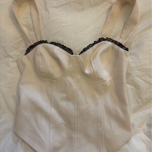 NWOT Reformation Alisa Cream Top with Black Lace Detail Bustier